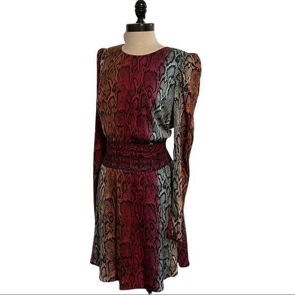 AFRM Violaine Long Sleeve Dress In Snake Ombre - Picture 4 of 7